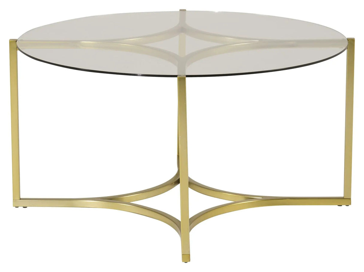 Kivik Sofabord - Glastop/Metal m. messing, Ø90 - Unoliving.com