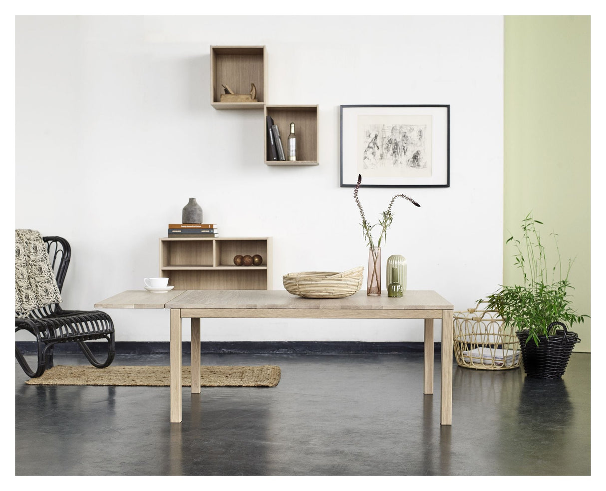 Klassik 6C Sofabord m. skuffe, 130x85, Hvidolieret eg - Unoliving.com