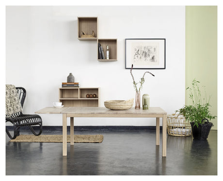 Klassik 6C Sofabord m. skuffe, 130x85, Hvidolieret eg - Unoliving.com