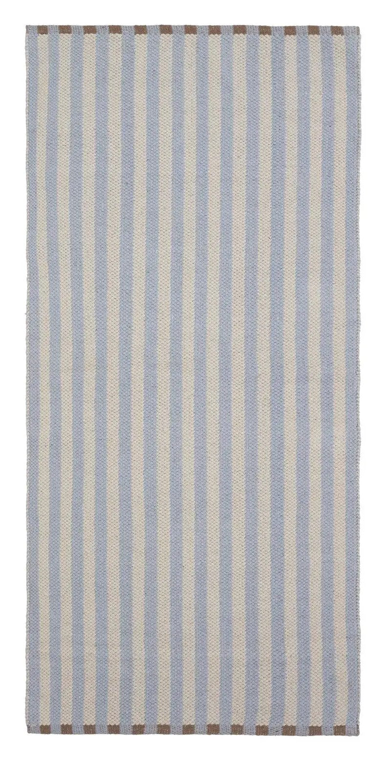 Lamel Bomuld Tæppe 70x140, Blå/grå - Unoliving.com