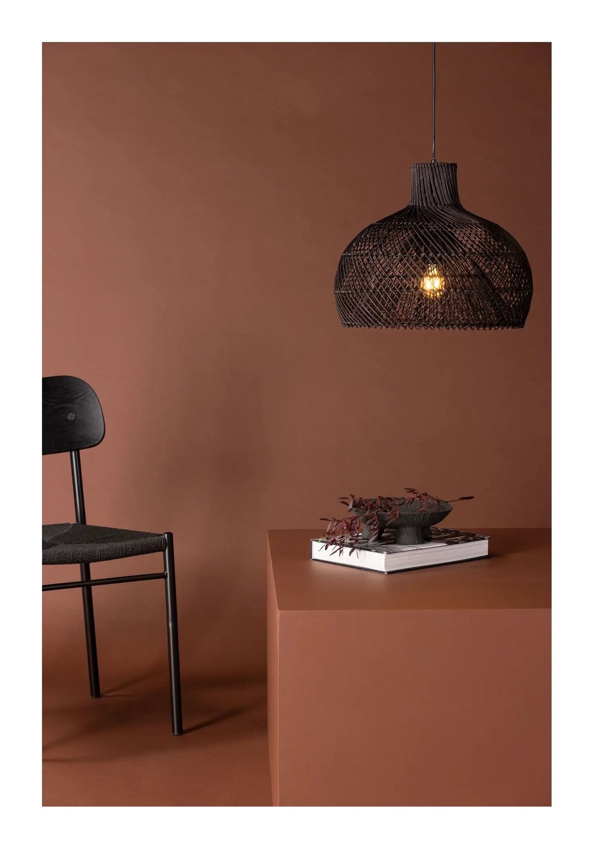 Laroche Pendel, Rattan, Sort - Unoliving.com