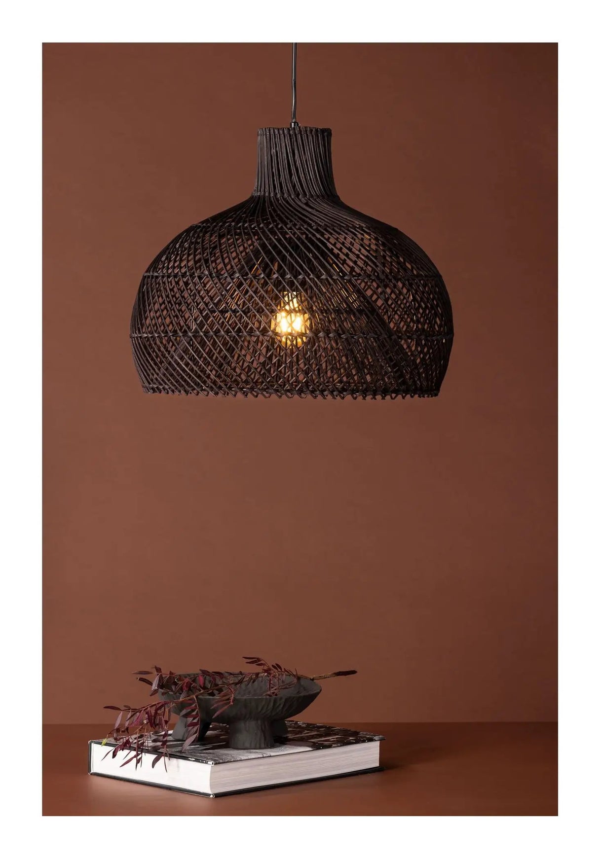 Laroche Pendel, Rattan, Sort - Unoliving.com