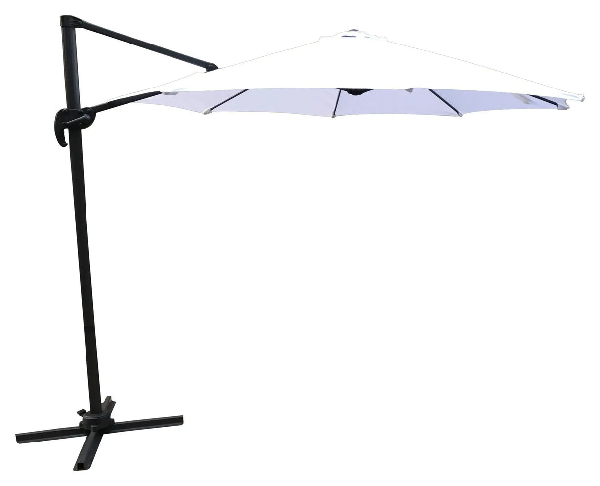 Leeds, Parasol 3m, Sort Alu/Hvid Stof