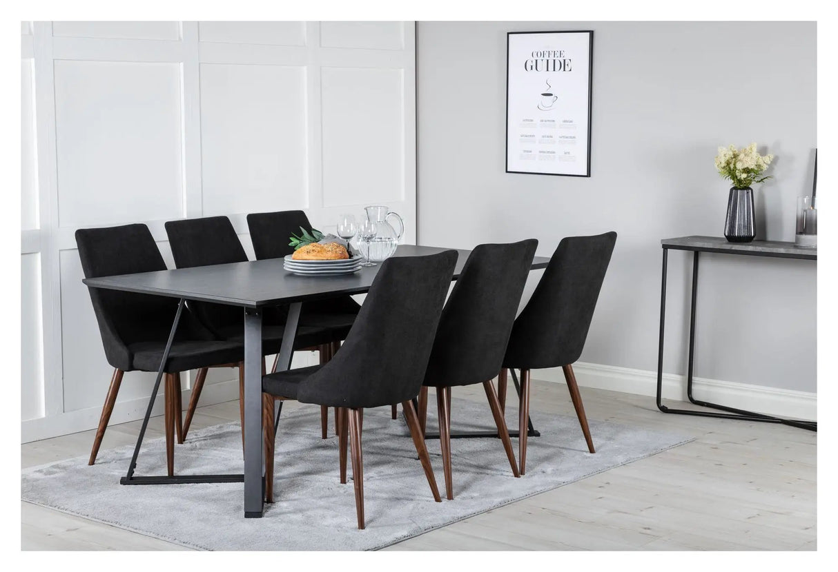 Leone Spisebordsstol, Sort, Valnød metalben - Unoliving.com