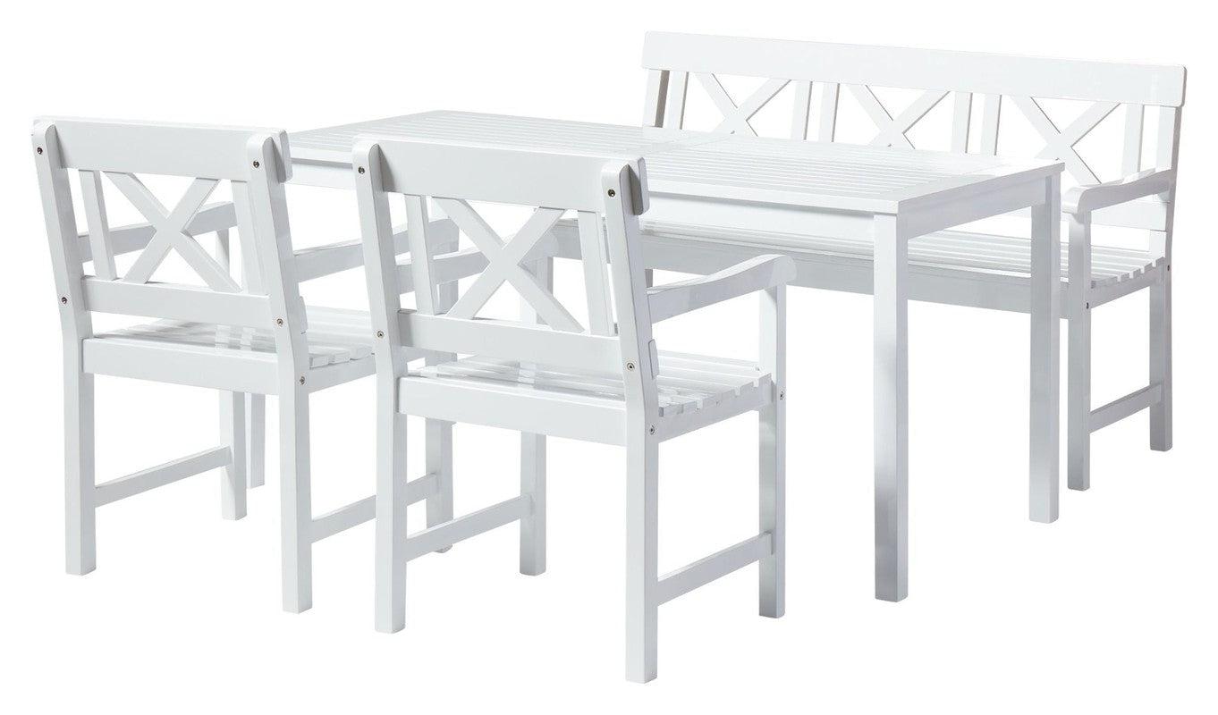 Løkken Havemøbelsæt, Hvidmalet mahogni - Unoliving.com