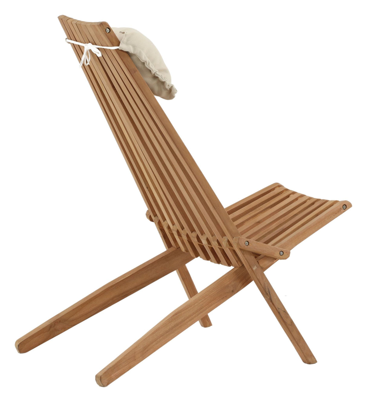 Loungestol m. beige pude - Teak - Unoliving.com