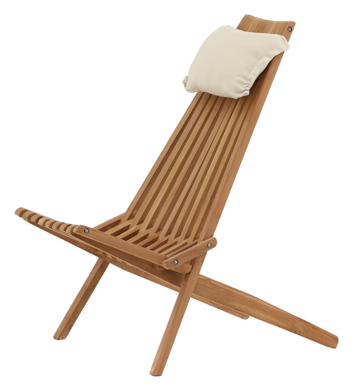 Loungestol m. beige pude - Teak - Unoliving.com