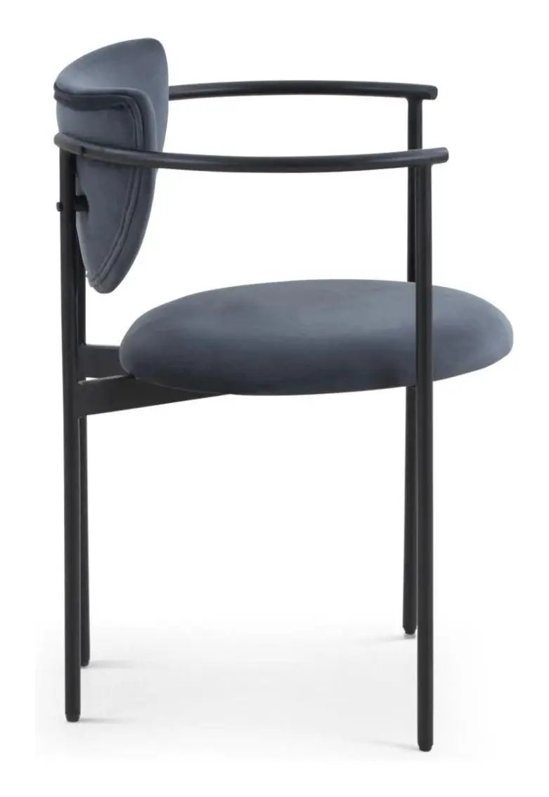 Lunar Spisebordsstol m. armlæn, Mørkegrå Velour - Unoliving.com