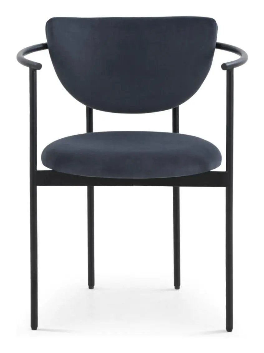 Lunar Spisebordsstol m. armlæn, Mørkegrå Velour - Unoliving.com