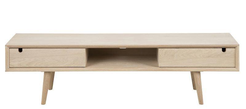 Lustra TV-bord med 2 låger, Hvidpigmenteret - Unoliving.com