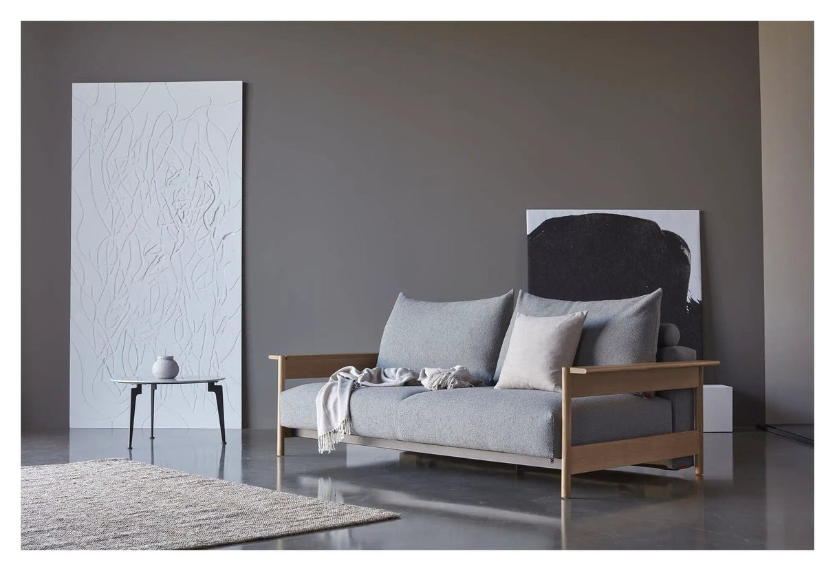 Malloy Wood Sovesofa, Bouclé/Ash Grey - Unoliving.com