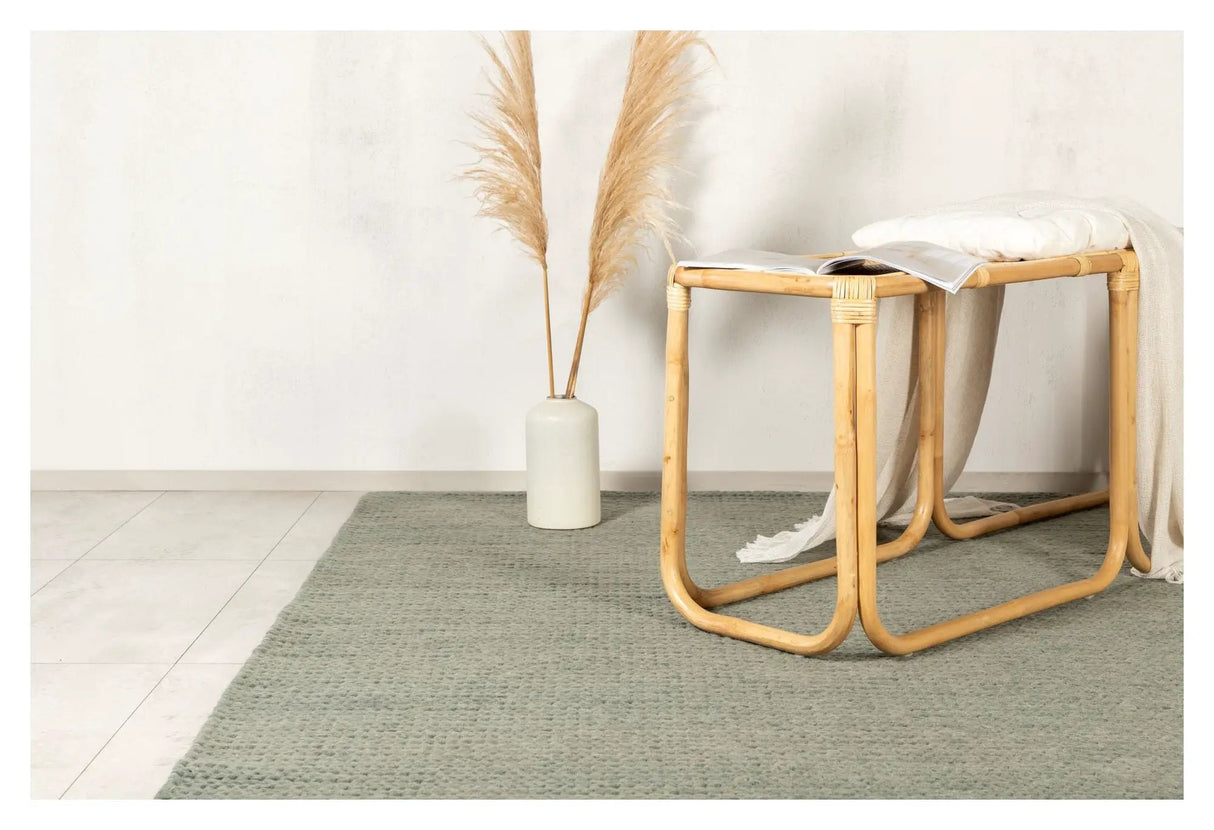 Marta uldmix tæppe, 200x300, Green - Unoliving.com