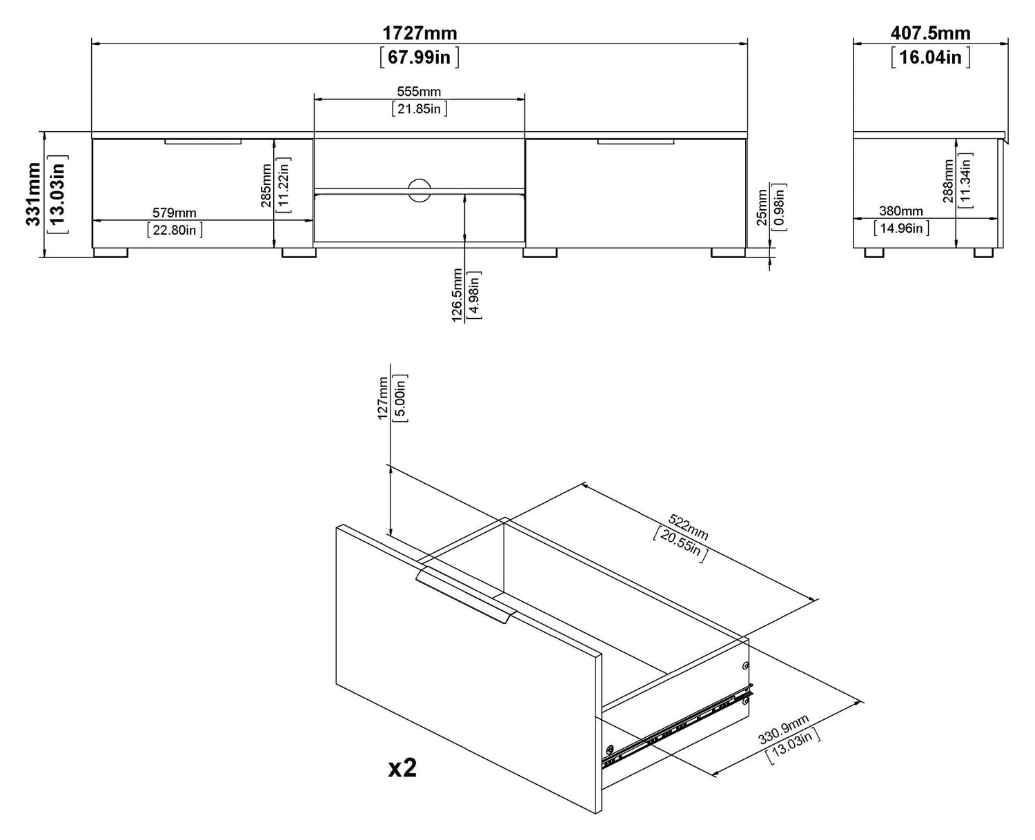 Match TV-møbel, Mat sort - Unoliving.com