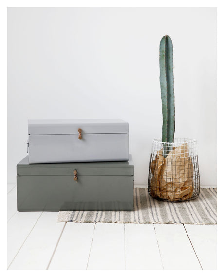 Metal Opbevaringskufferter - Grå/Grøn - Unoliving.com