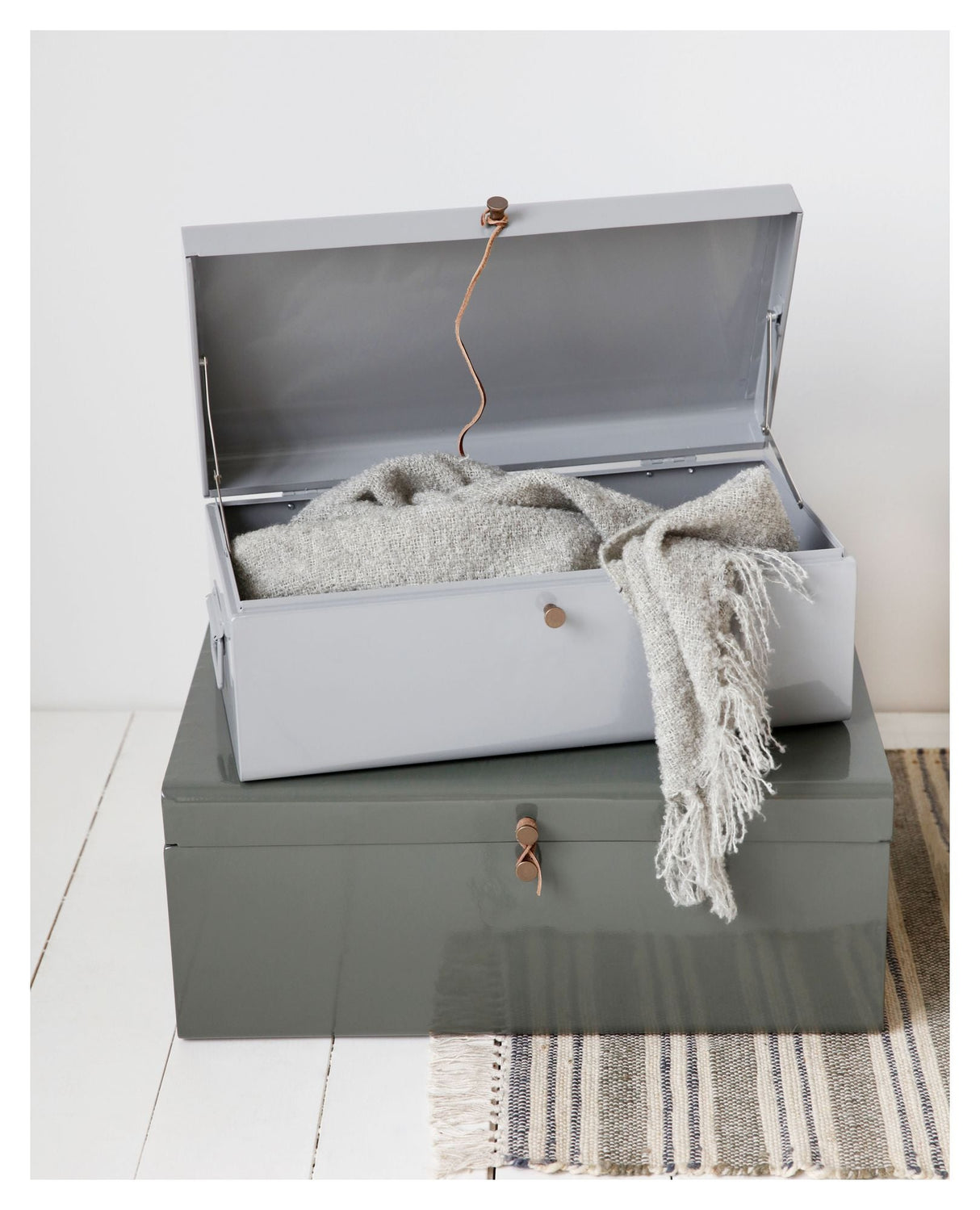 Metal Opbevaringskufferter - Grå/Grøn - Unoliving.com