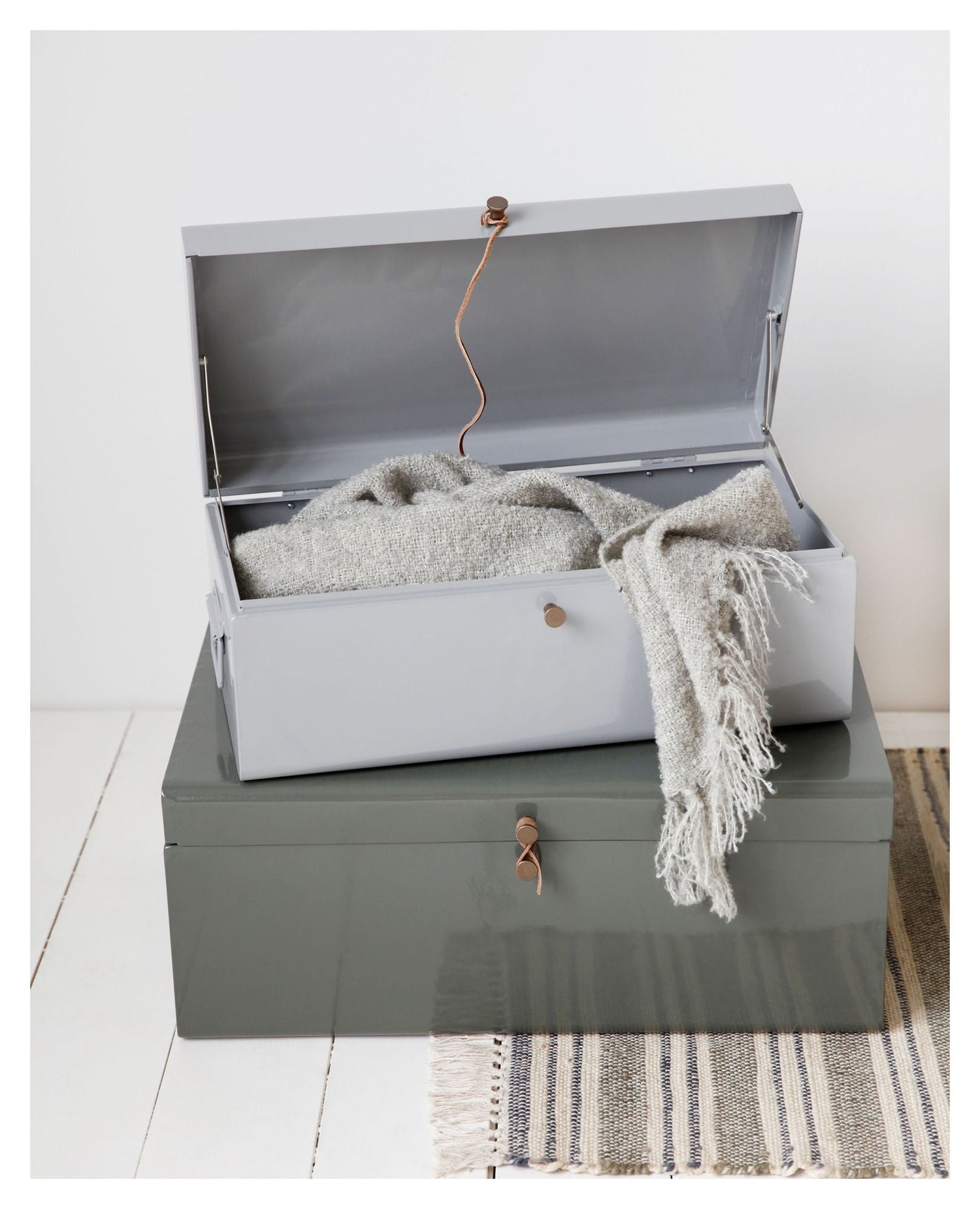 Metal Opbevaringskufferter - Grå/Grøn - Unoliving.com