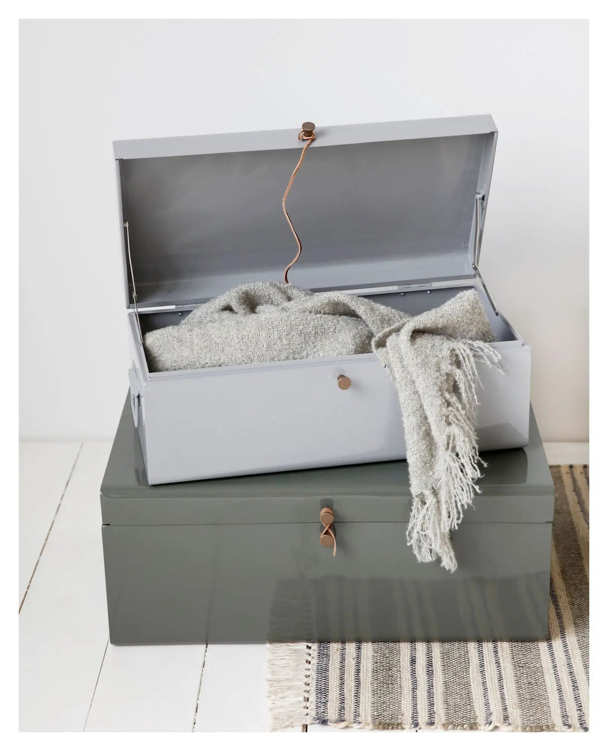 Metal Opbevaringskufferter - Grå/Grøn - Unoliving.com