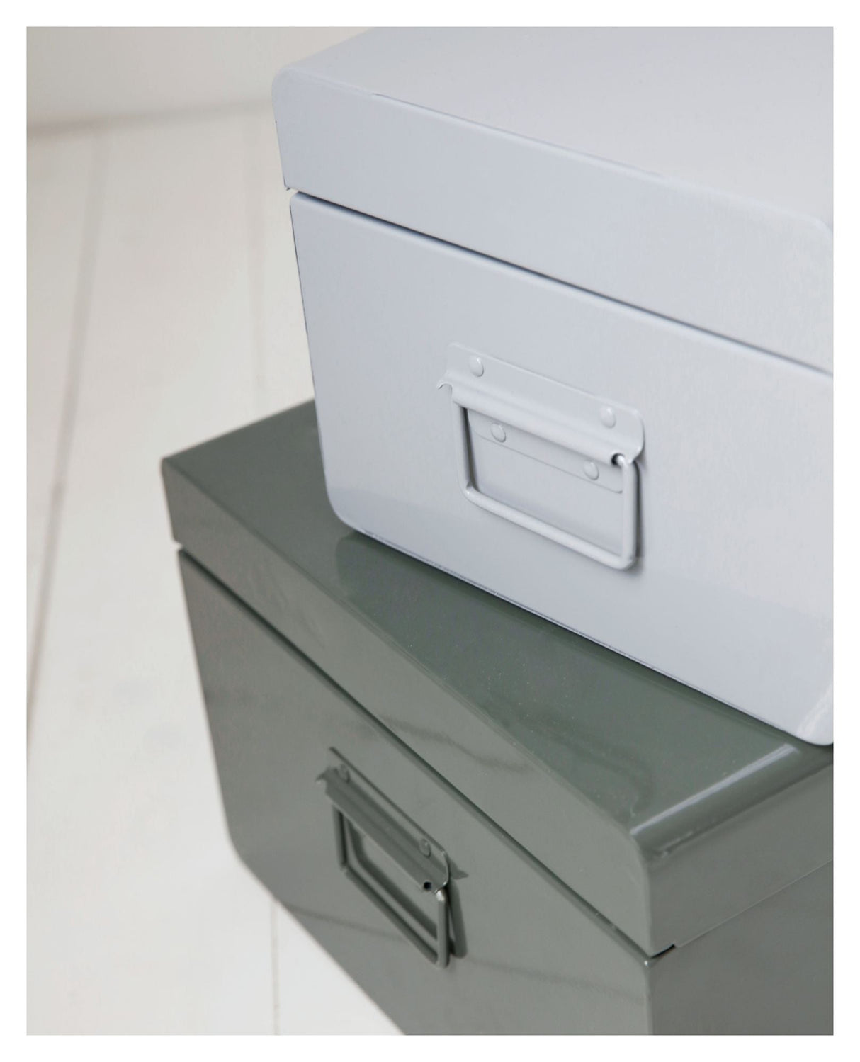 Metal Opbevaringskufferter - Grå/Grøn - Unoliving.com