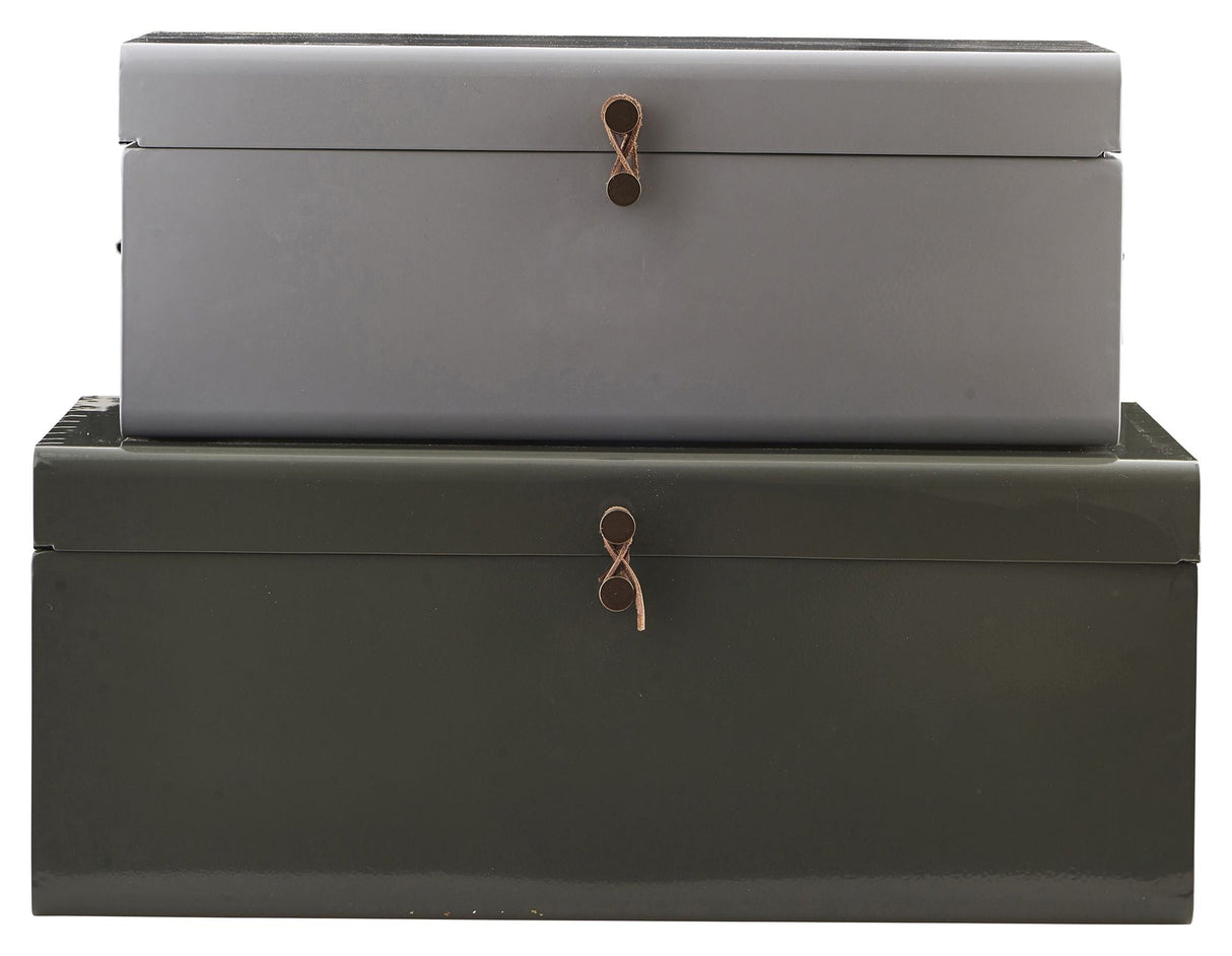 Metal Opbevaringskufferter - Grå/Grøn - Unoliving.com