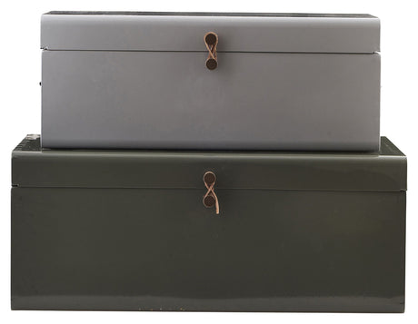 Metal Opbevaringskufferter - Grå/Grøn - Unoliving.com
