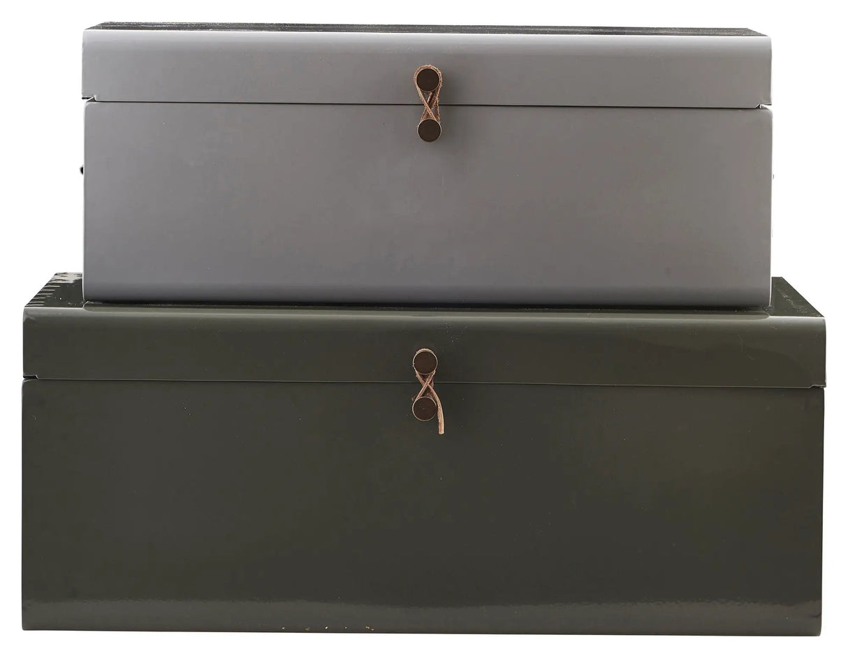 Metal Opbevaringskufferter - Grå/Grøn - Unoliving.com