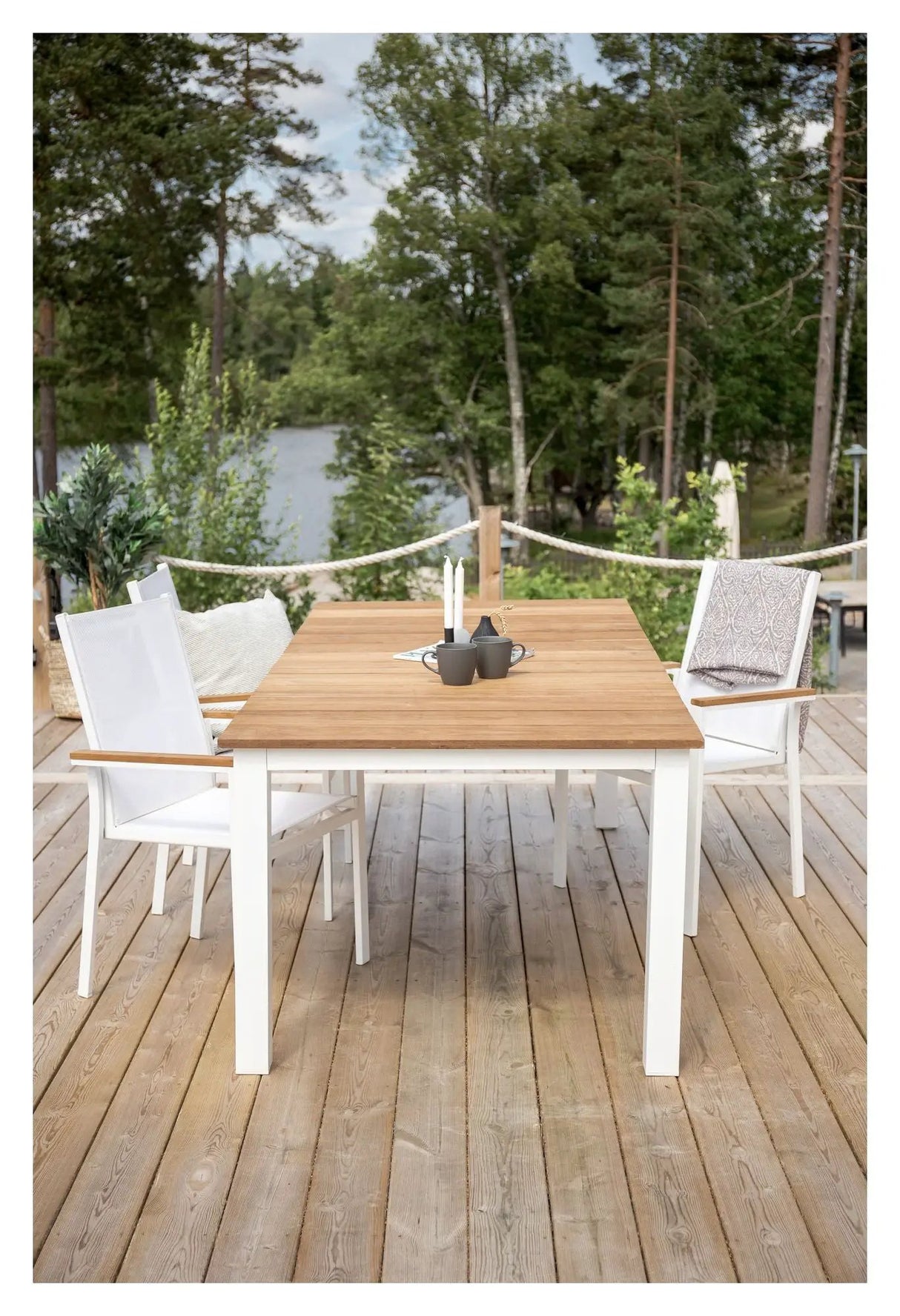 Mexico, Havebord 210*100, Hvid alu/teak