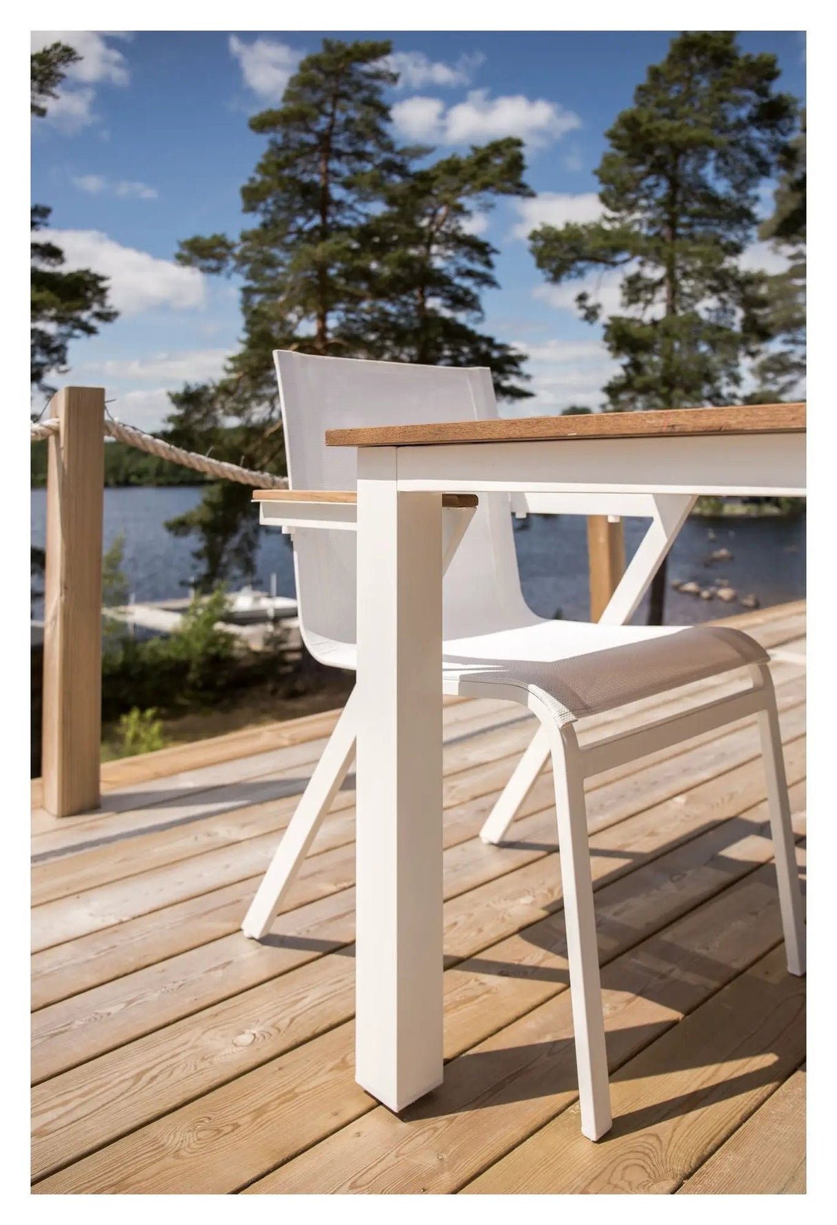 Mexico, Havebord 210*100, Hvid alu/teak