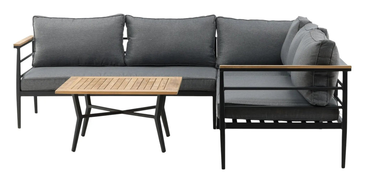 Mexico Hjørnesofa, Grå Alu/ Hynde/teak bord