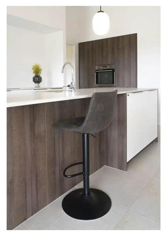 Middelfart Barstol, Mørkegrå/Sorte Ben - Unoliving.com