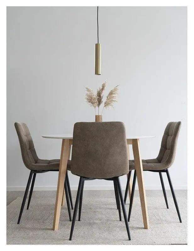 Middelfart Spisebordsstol m. microfiber, Lysebrun - Unoliving.com