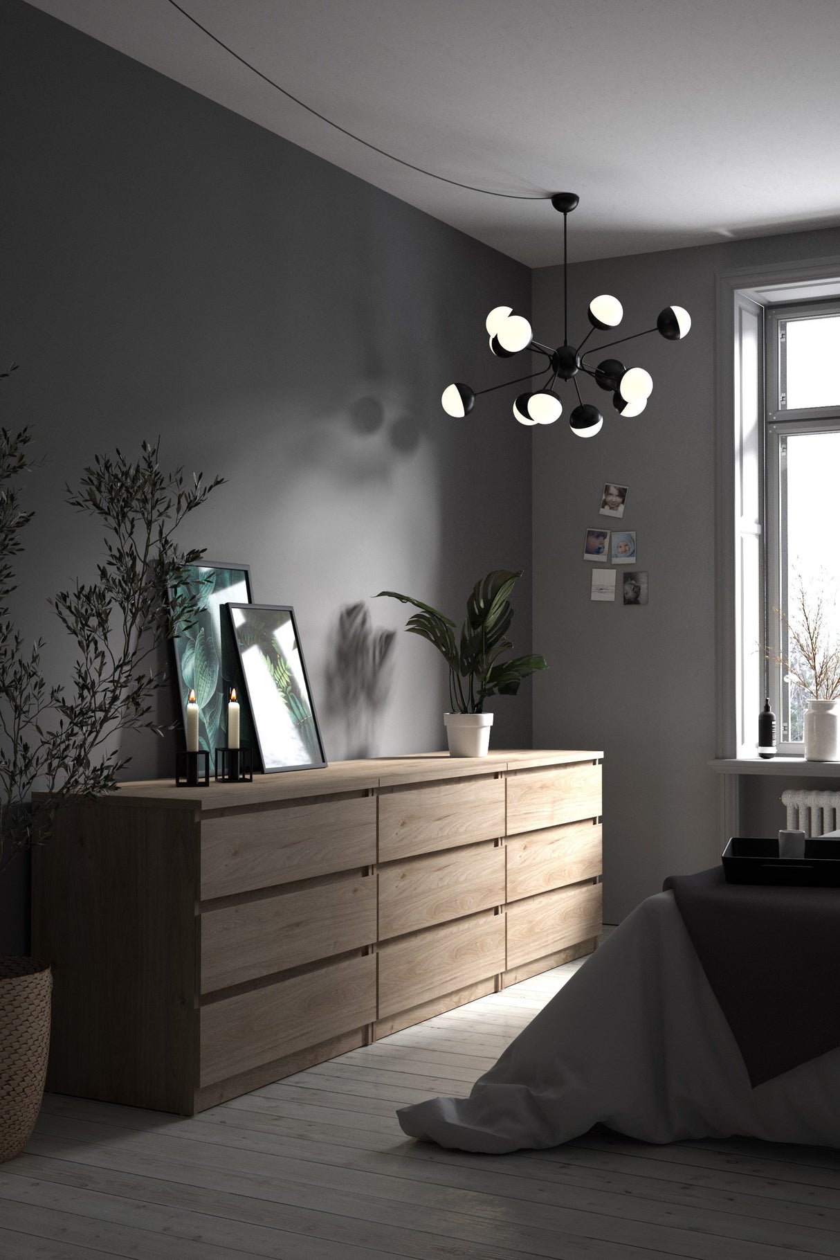 Naia Kommode m. 3 skuffer, Jackson Hickory