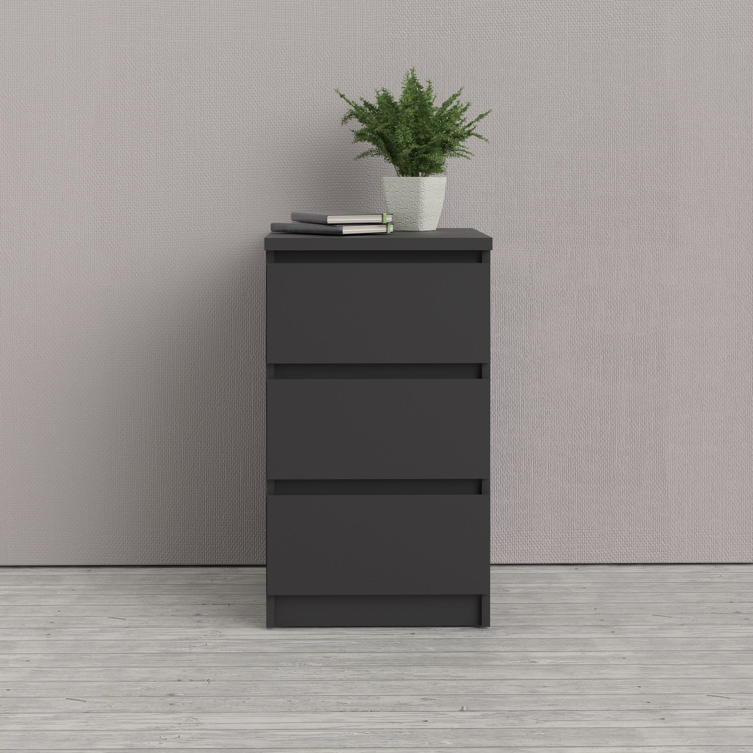 Naia, Kommode m. 3 skuffer høj - Sort - Unoliving.com