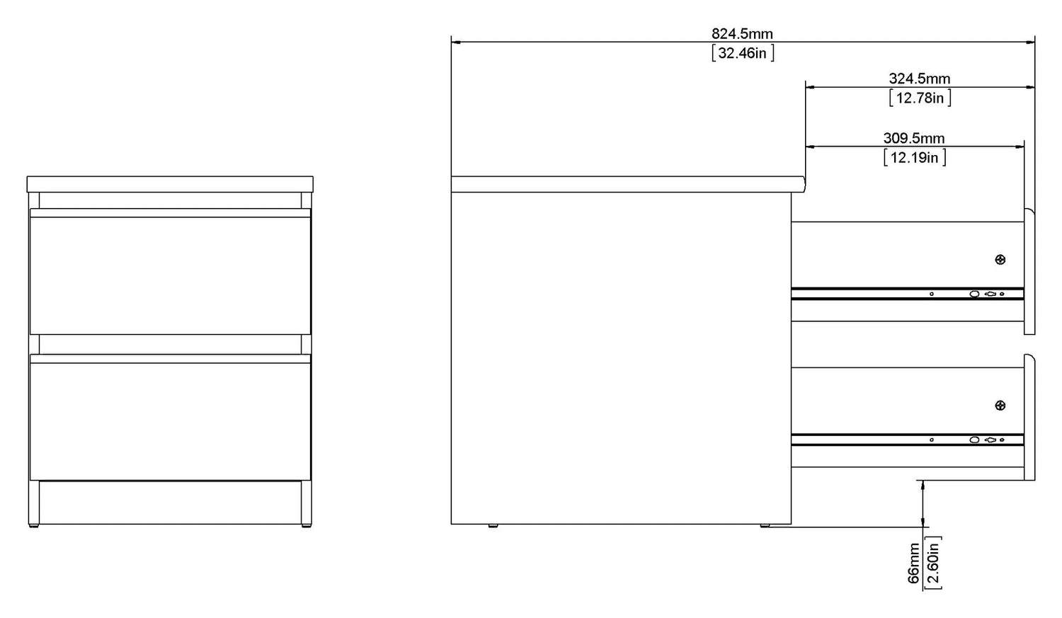 Naia Natbord 2 skuffer, mat sort - Unoliving.com