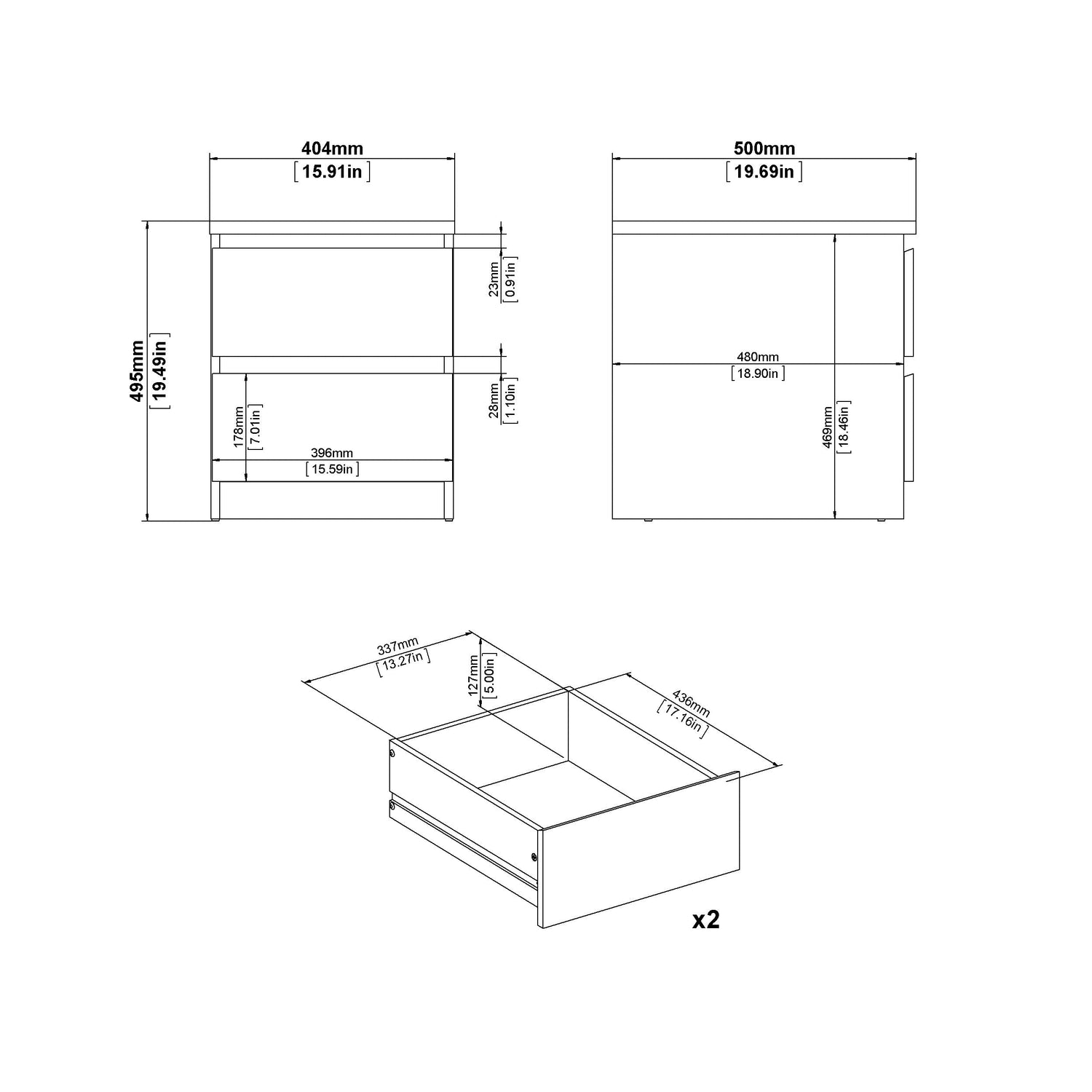 Naia Sengbord m. 2 skuffer, Jackson Hickory