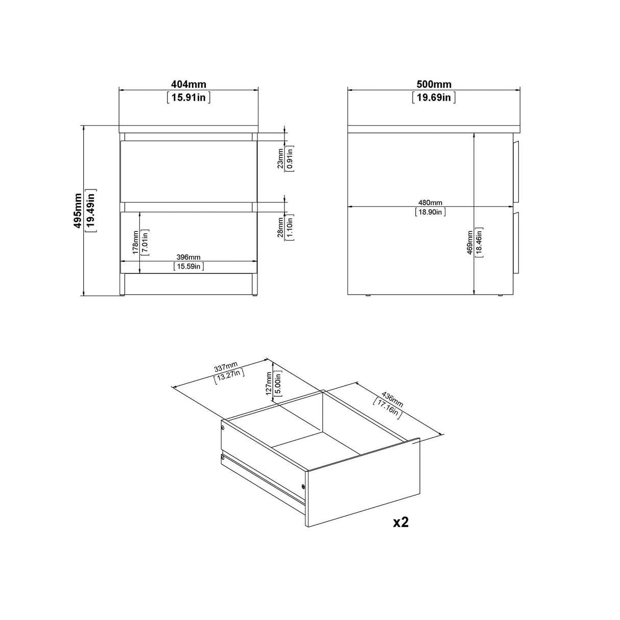 Naia Sengbord m. 2 skuffer, Jackson Hickory