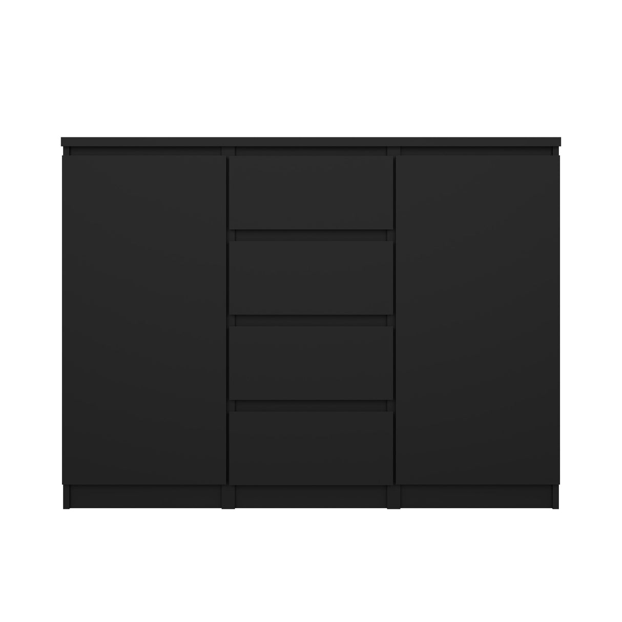 Naia Skænk m. 4 skuffer + 2 låger, 121x50x91, Mat Sort - Unoliving.com