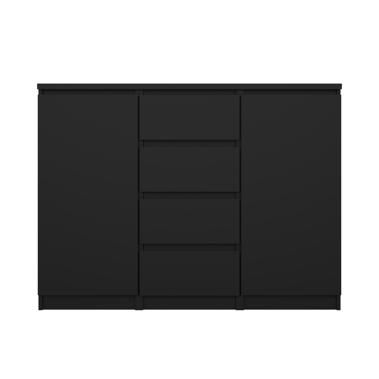 Naia Skænk m. 4 skuffer + 2 låger, 121x50x91, Mat Sort - Unoliving.com