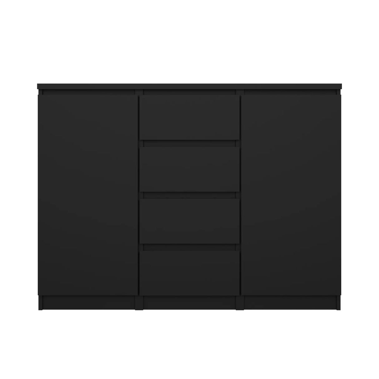 Naia Skænk m. 4 skuffer + 2 låger, 121x50x91, Mat Sort - Unoliving.com