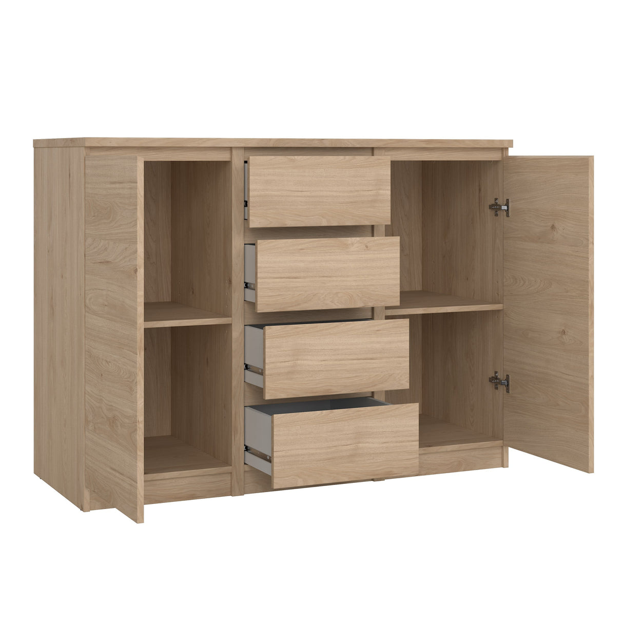 Naia Skænk m. 4 skuffer + 2 låger, Jackson Hickory