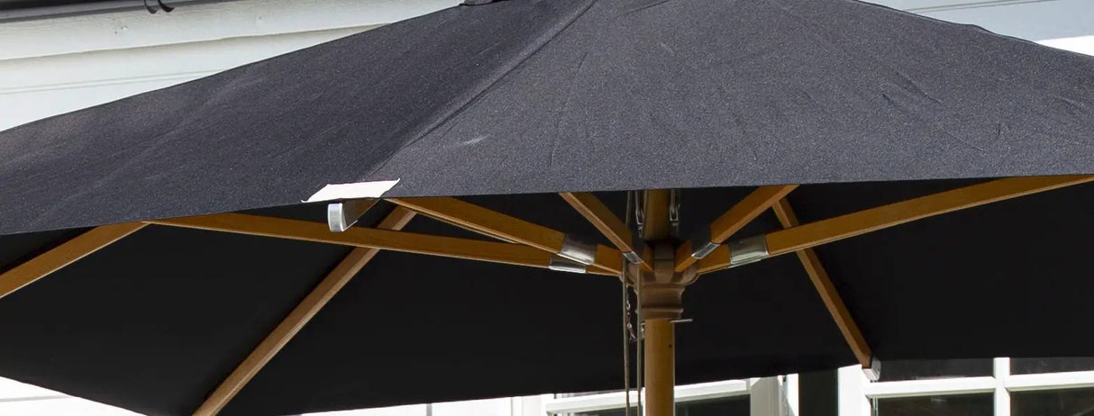 Naxos Parasol, 3*3m, Træ/Sort Stof