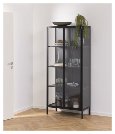 Newcastle Vitrineskab m. 2 glaslåger, Matsort metal - Unoliving.com