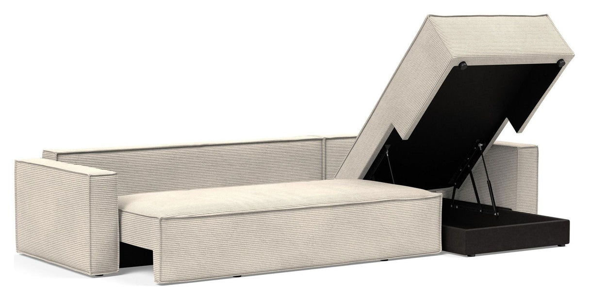 Newilla Sovesofa m. chaiselong, Bouclé Taupe - Unoliving.com