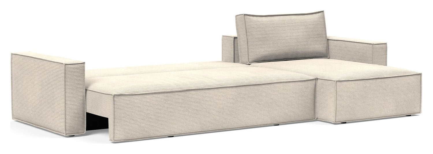 Newilla Sovesofa m. chaiselong, Bouclé Taupe - Unoliving.com