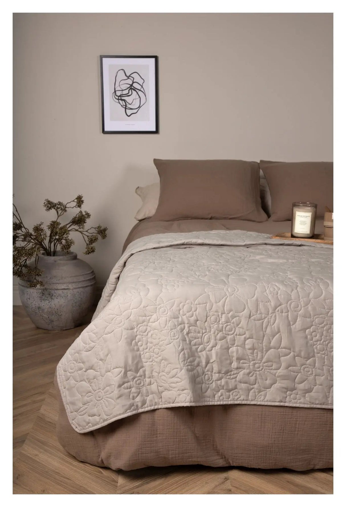 Niki Sengetæppe 150x250 - Beige - Unoliving.com