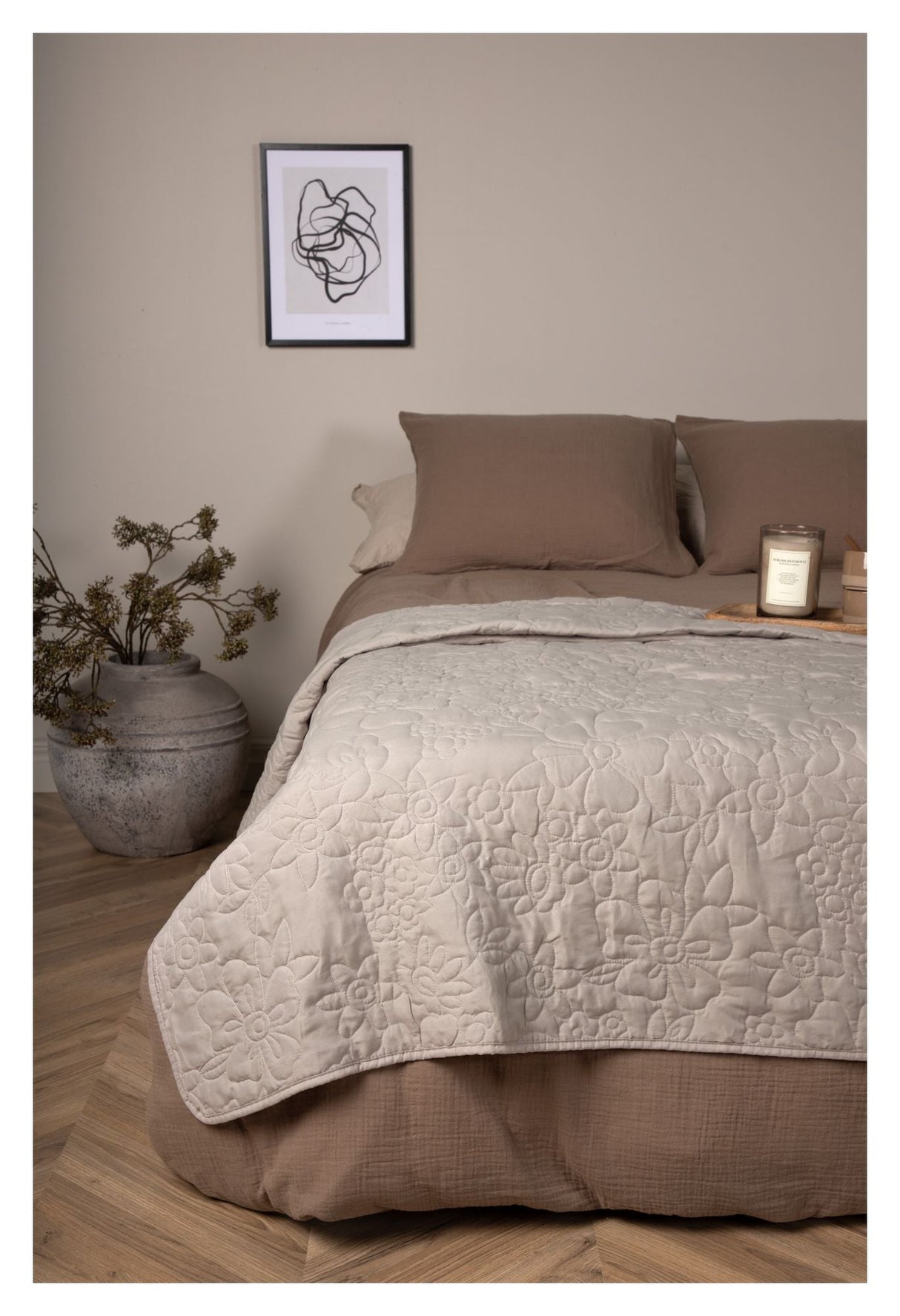 Niki Sengetæppe 180x260 - Beige - Unoliving.com