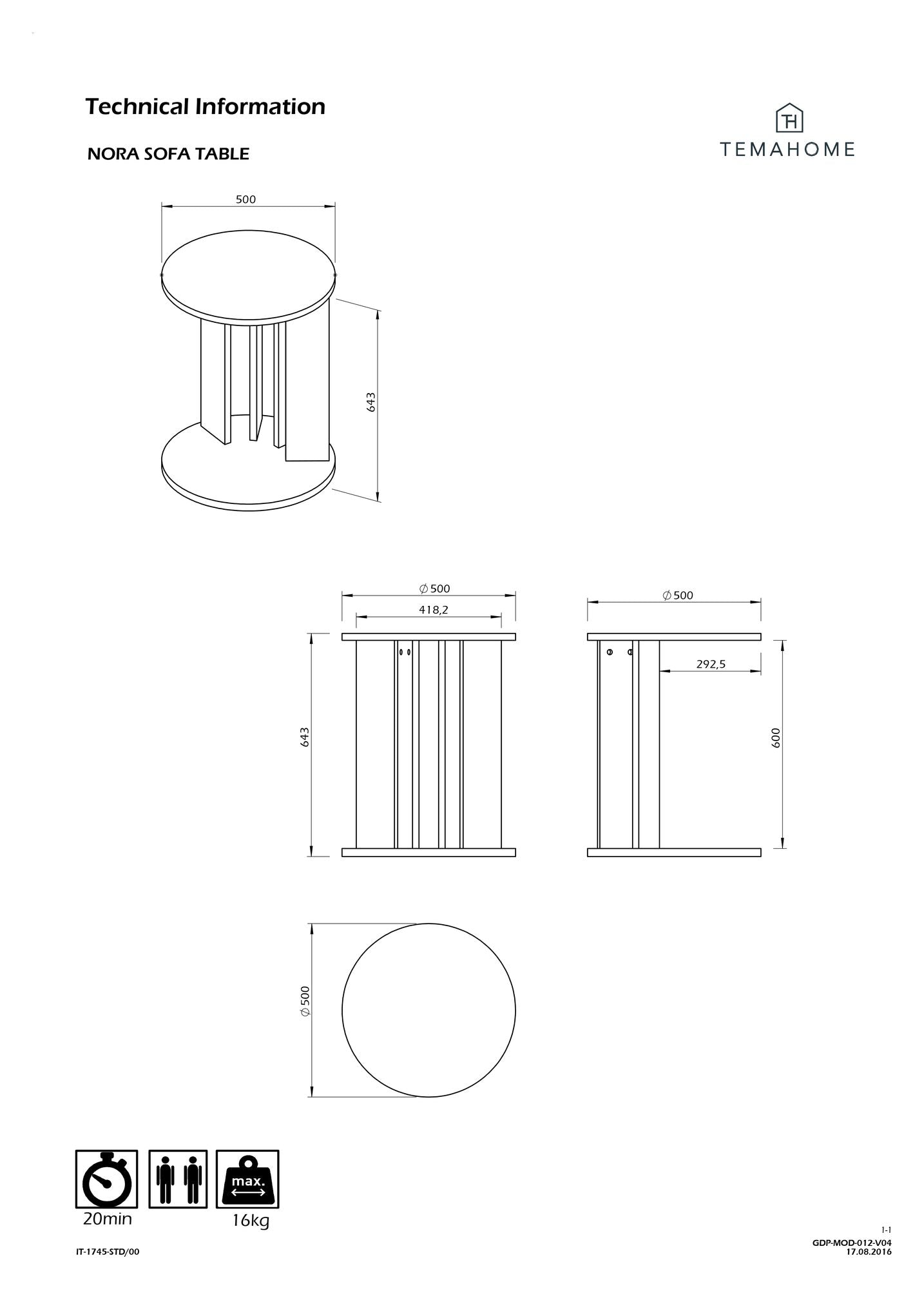 Nora Sidebord, Ø50, Valnøddefinér - Unoliving.com