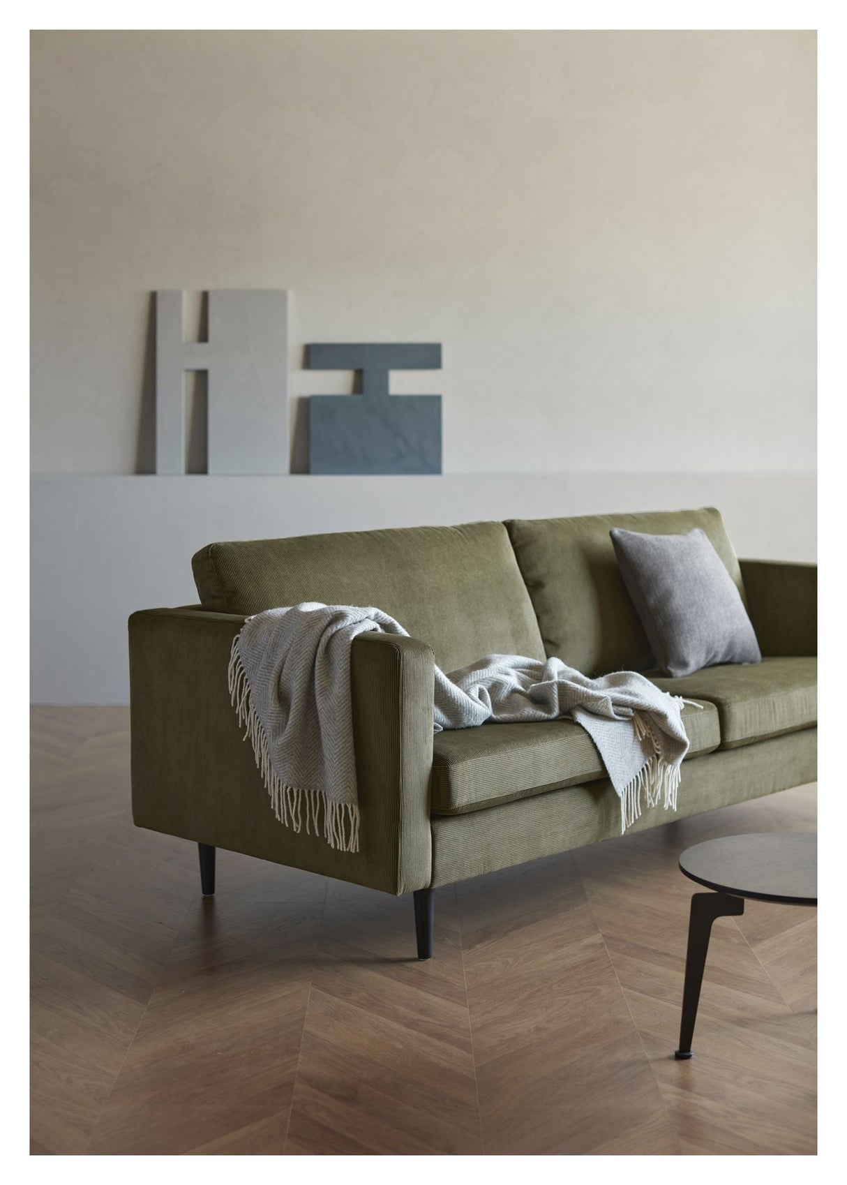 Obling 3-pers. Sofa, grøn fløjl - Unoliving.com