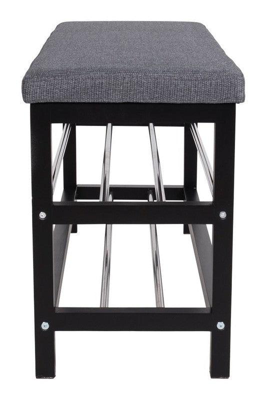 Padova Bænk m. skohylder, Sort/Grå - Unoliving.com