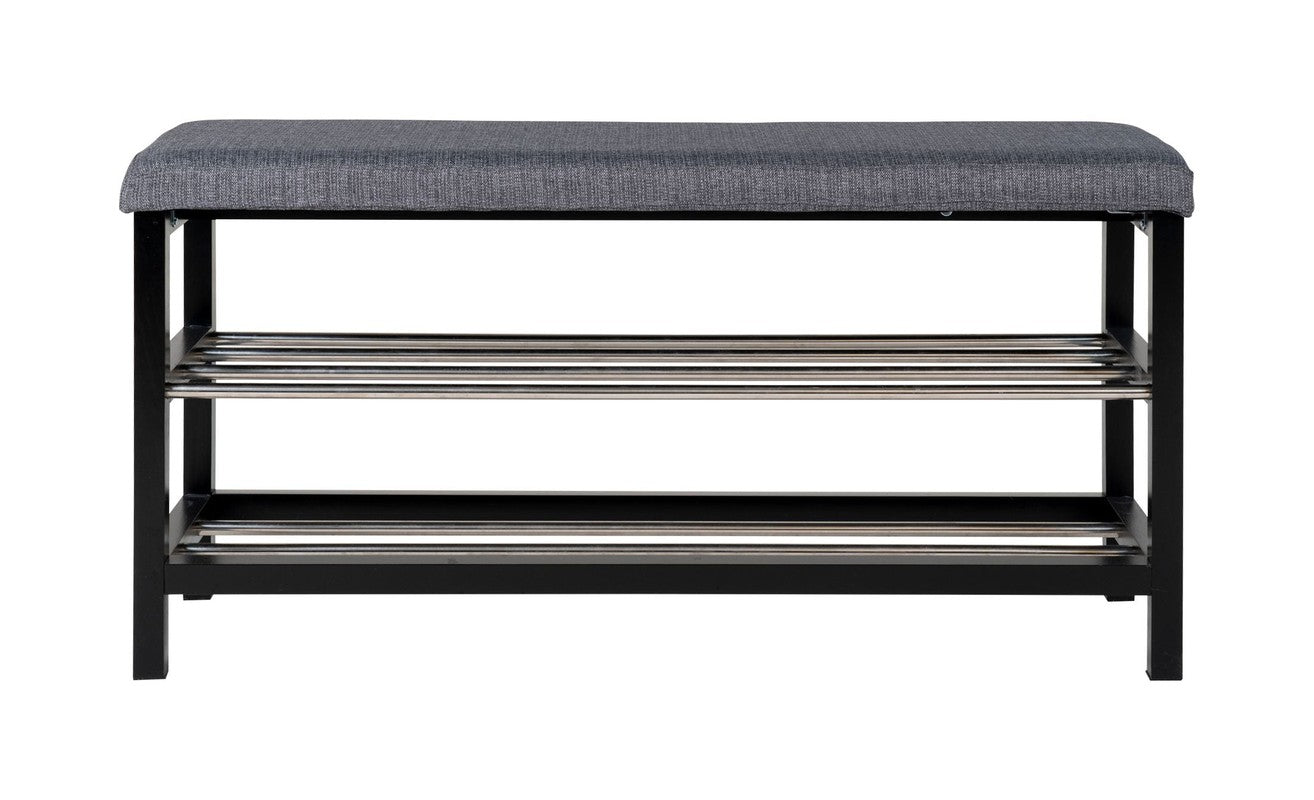 Padova Bænk m. skohylder, Sort/Grå - Unoliving.com