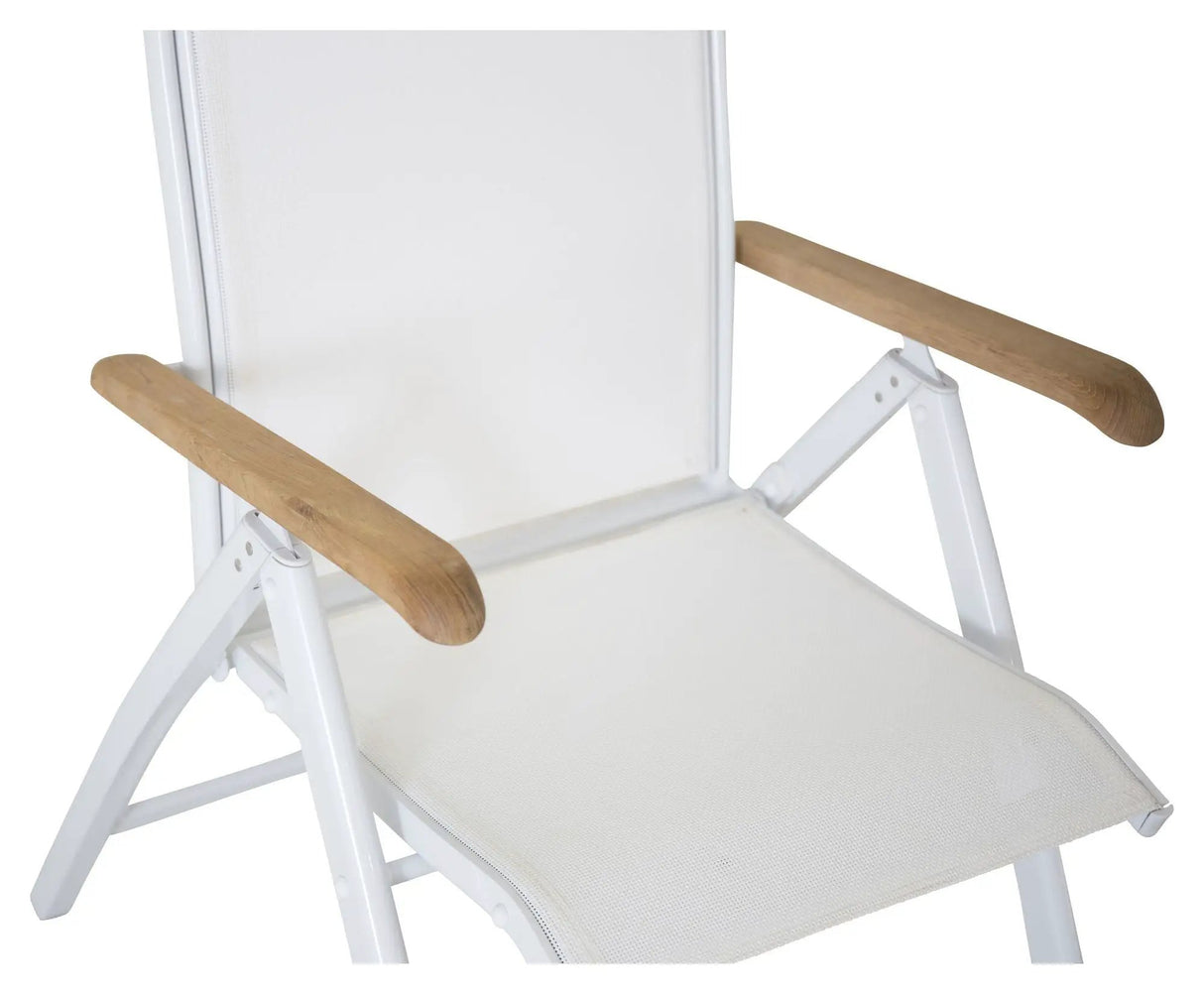 Panama Positionsstol, Hvid alu/Hvid textilene/teak - Unoliving.com